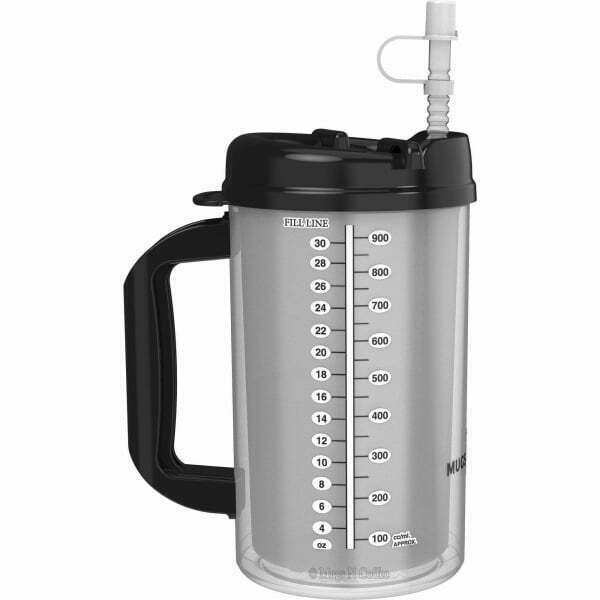 32 oz Black Double Wall Insulated Hospital Mug