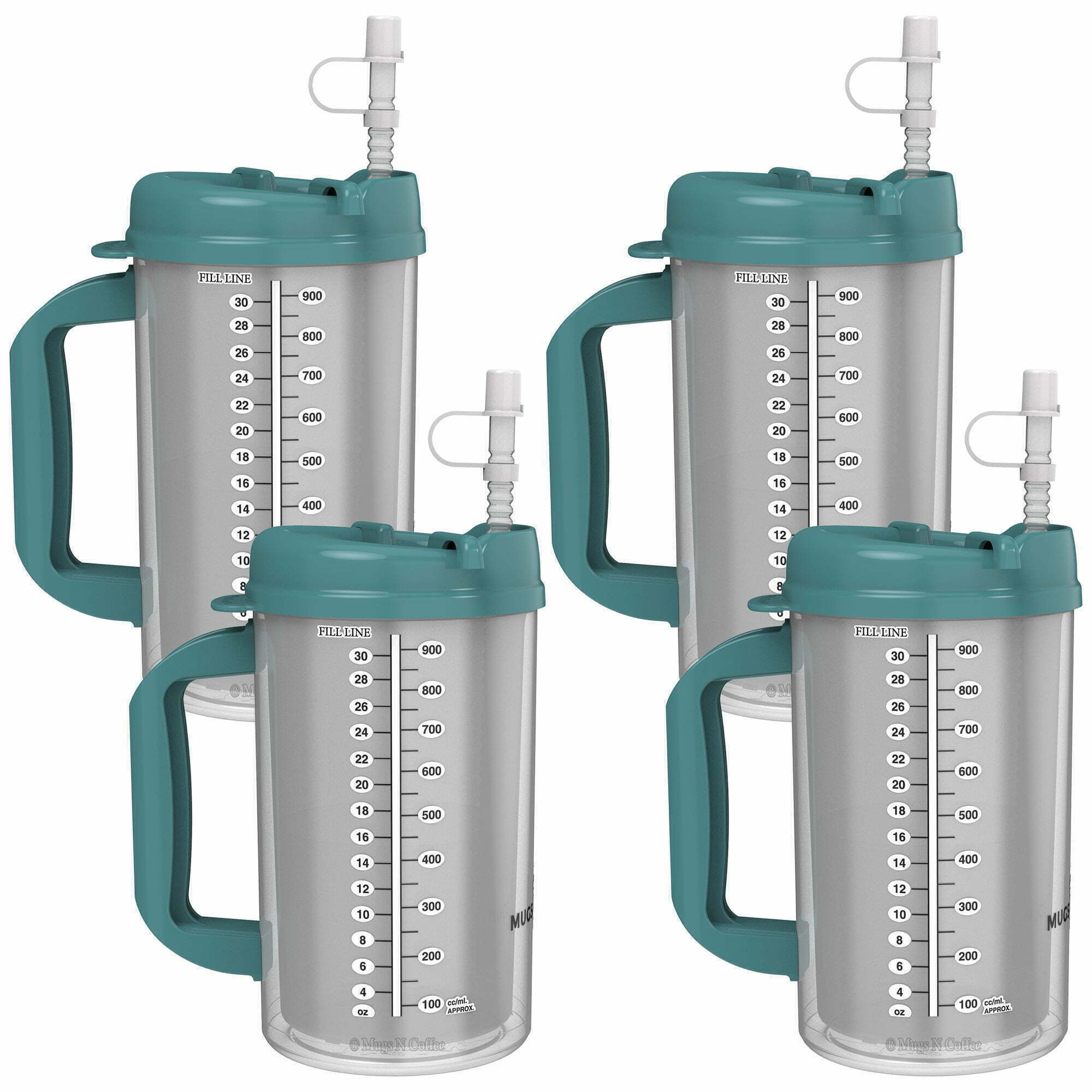 Double Wall Insulated Mug Teal Lid 32 oz - Mugs N Coffee