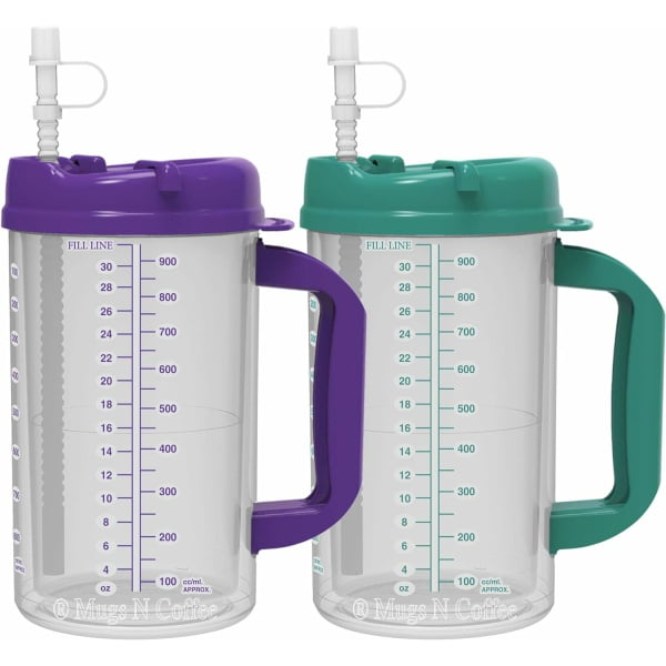 32 oz Insulated Mugs 1-Teal 1-Purple